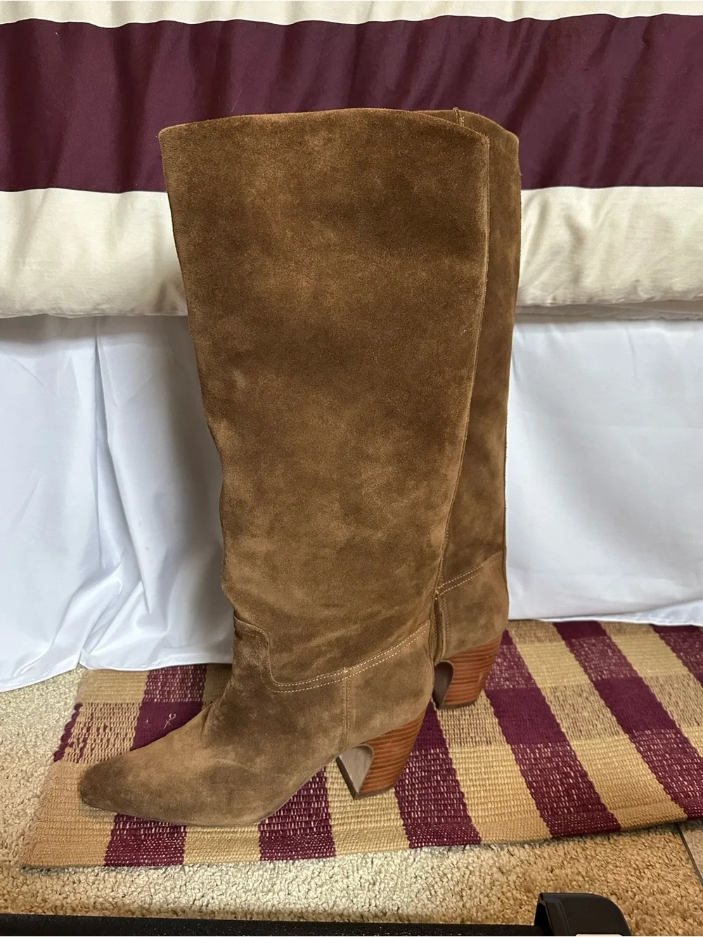 Brown Suede Knee-High Boots - wide calf sizing - Vince Camuto Cristen